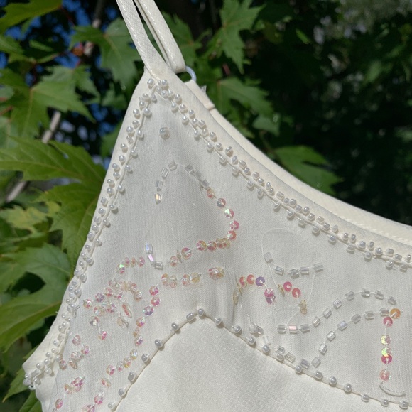 Off White Sheer Layered Thin Straps Cami Top S US - Picture 6 of 6